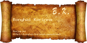 Bonyhai Korinna névjegykártya